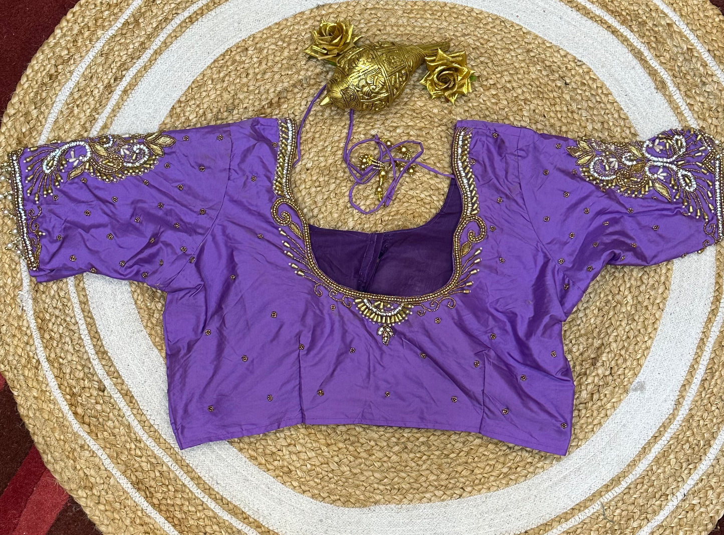 42” XL Size 12 size Aari Worked Sari Blouse Indian Saree Top Lavender B144