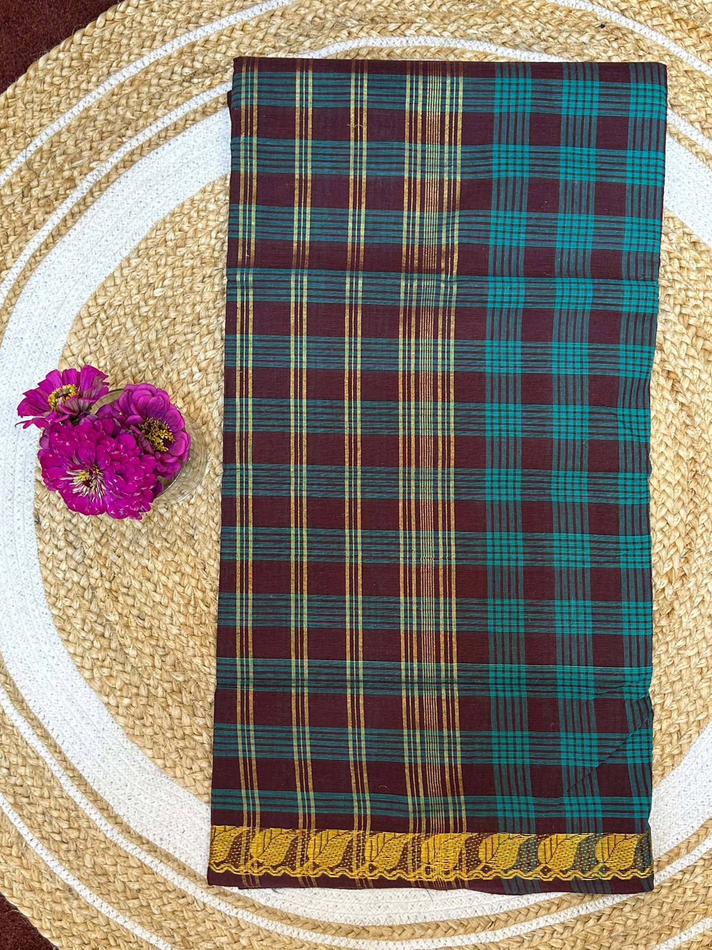 Sungudi Cotton Sari checked Indian Saree S64