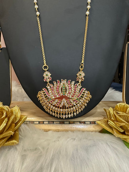 Impon Indian Necklace Multi Lotus Pathakkam Haram Wedding Jewellery N33