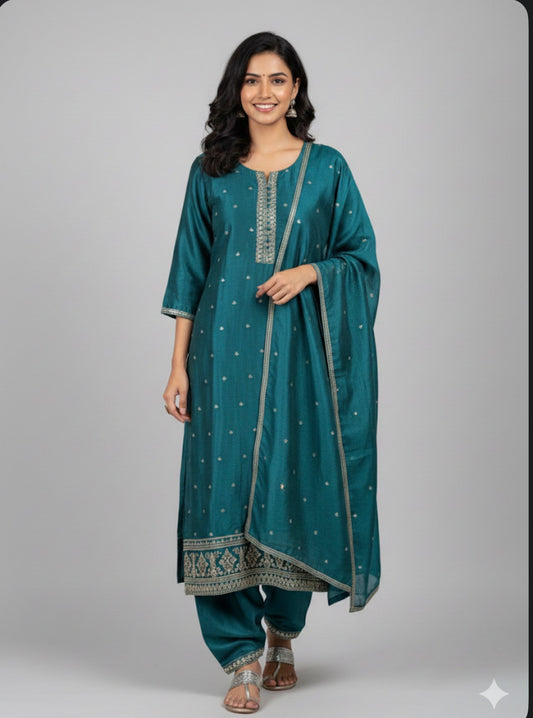 48” 4XL Size 18 Indian Ladies Outfit Teal Salwar Kameez Suit EID SS11