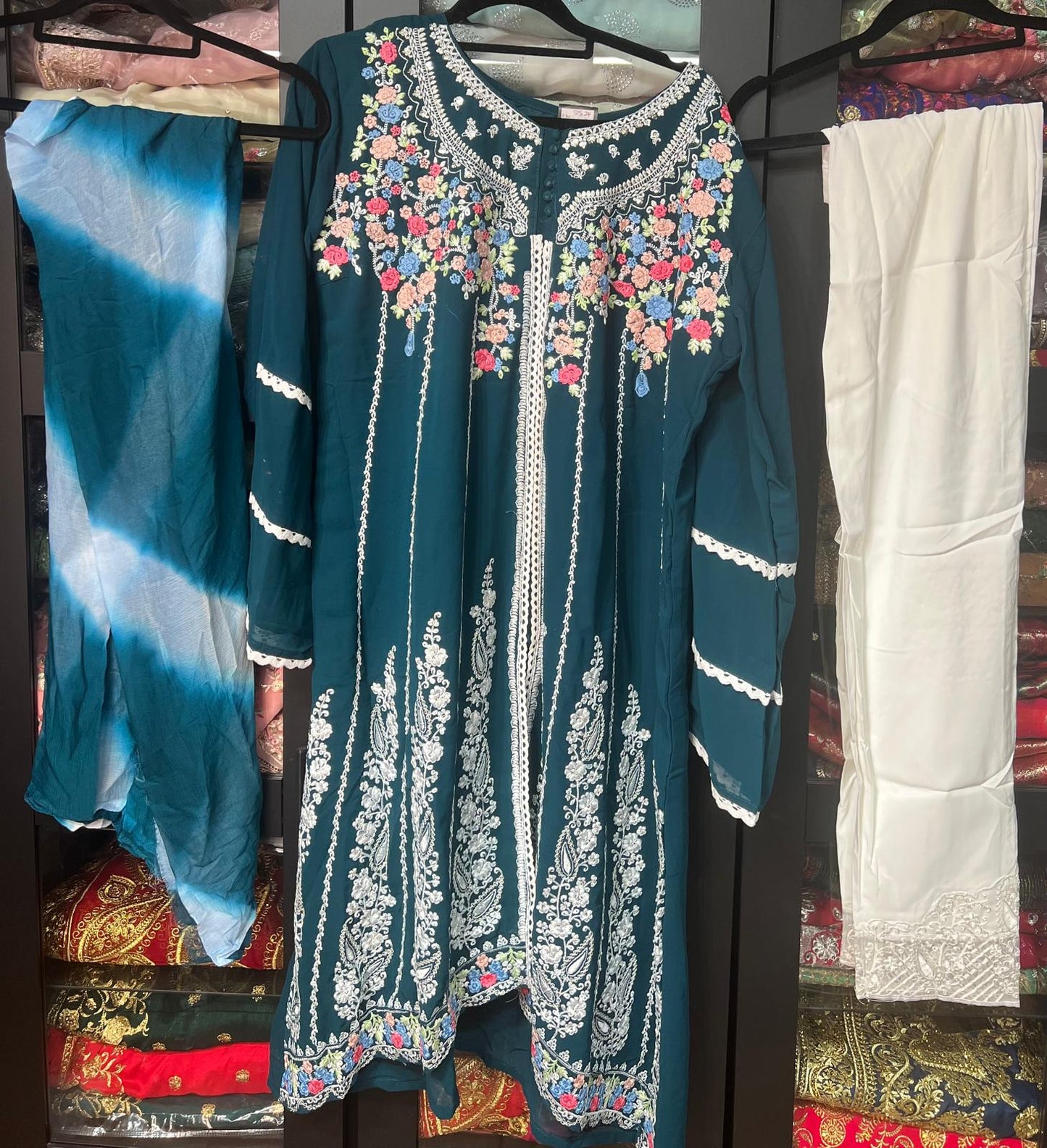 42” Indian Pakistani Suit Salwar Kameez Blue SS29