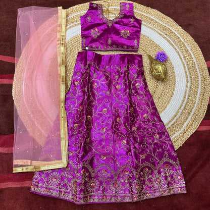 28” Size Age 5 to 6 Green Indian Lehenga Pavadai Sattai Skirt Top Lahenga G81