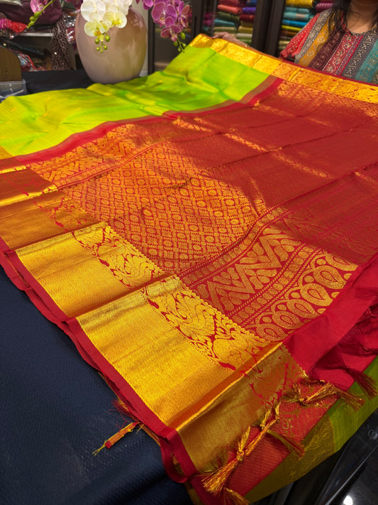 Kanchipuram Pure Silk Saree Bridal Kanjivaram Sari SPK280