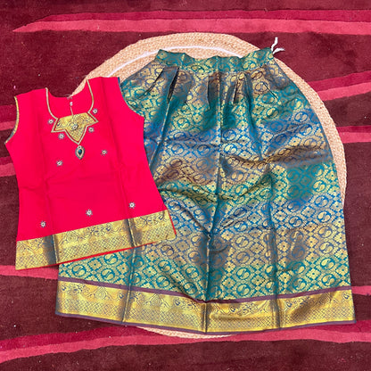 Indian Lehenga Pattu Pavadai Sattai Skirt Top G38