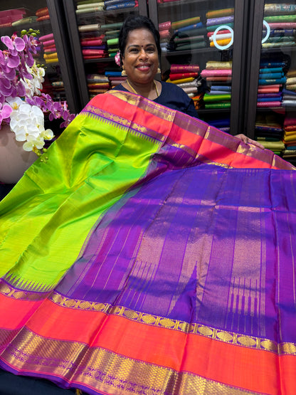 Retta Petta Kanchipuram Pure Silk Saree Bridal Kanjivaram Sari SPK294