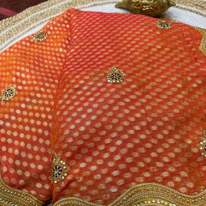 Sari Indian Bollywood Designer Fancy Party wear Saree Orange Z5