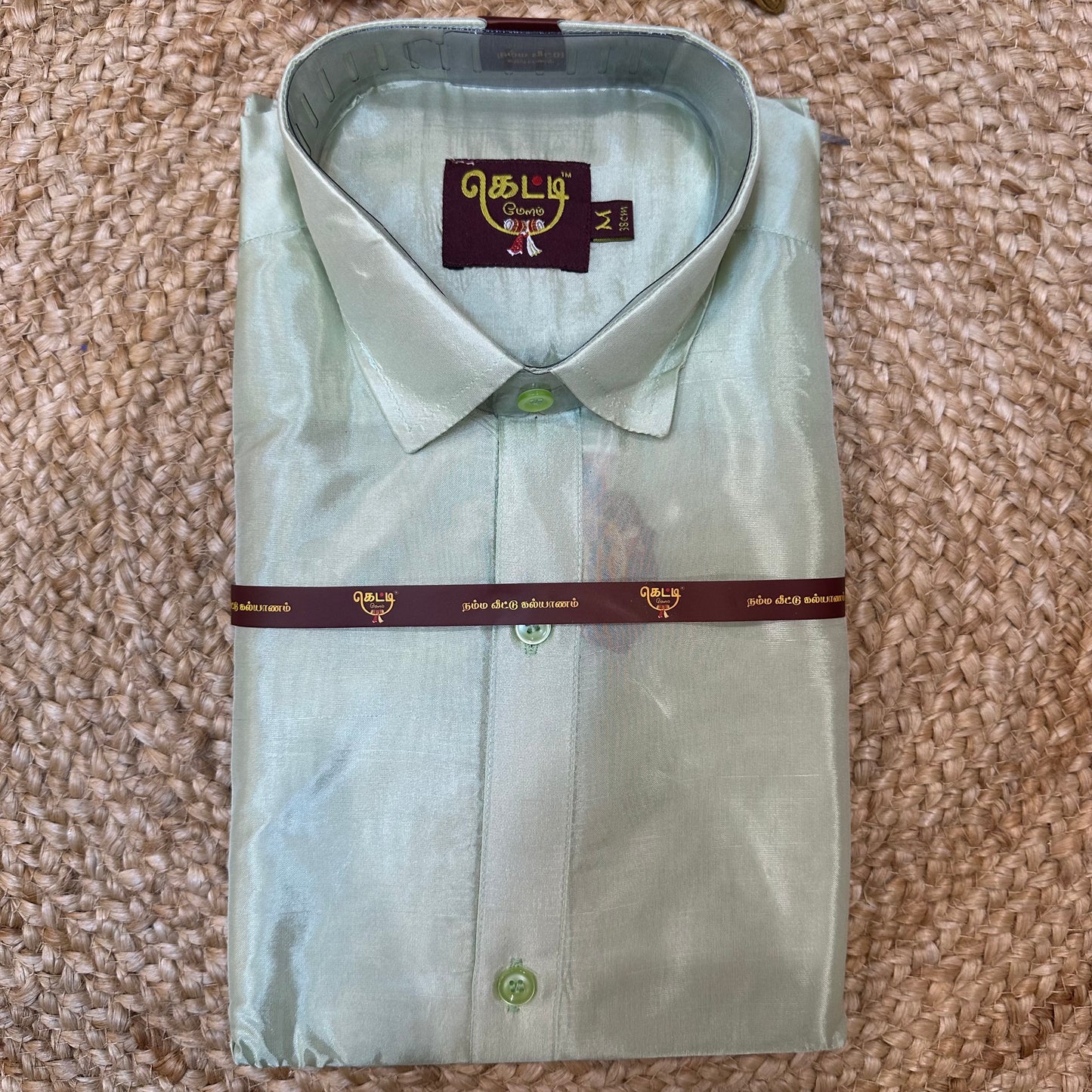 Medium Men’s South Indian Vesti Shirt Shawl Combo Semi Silk Dhotti V9