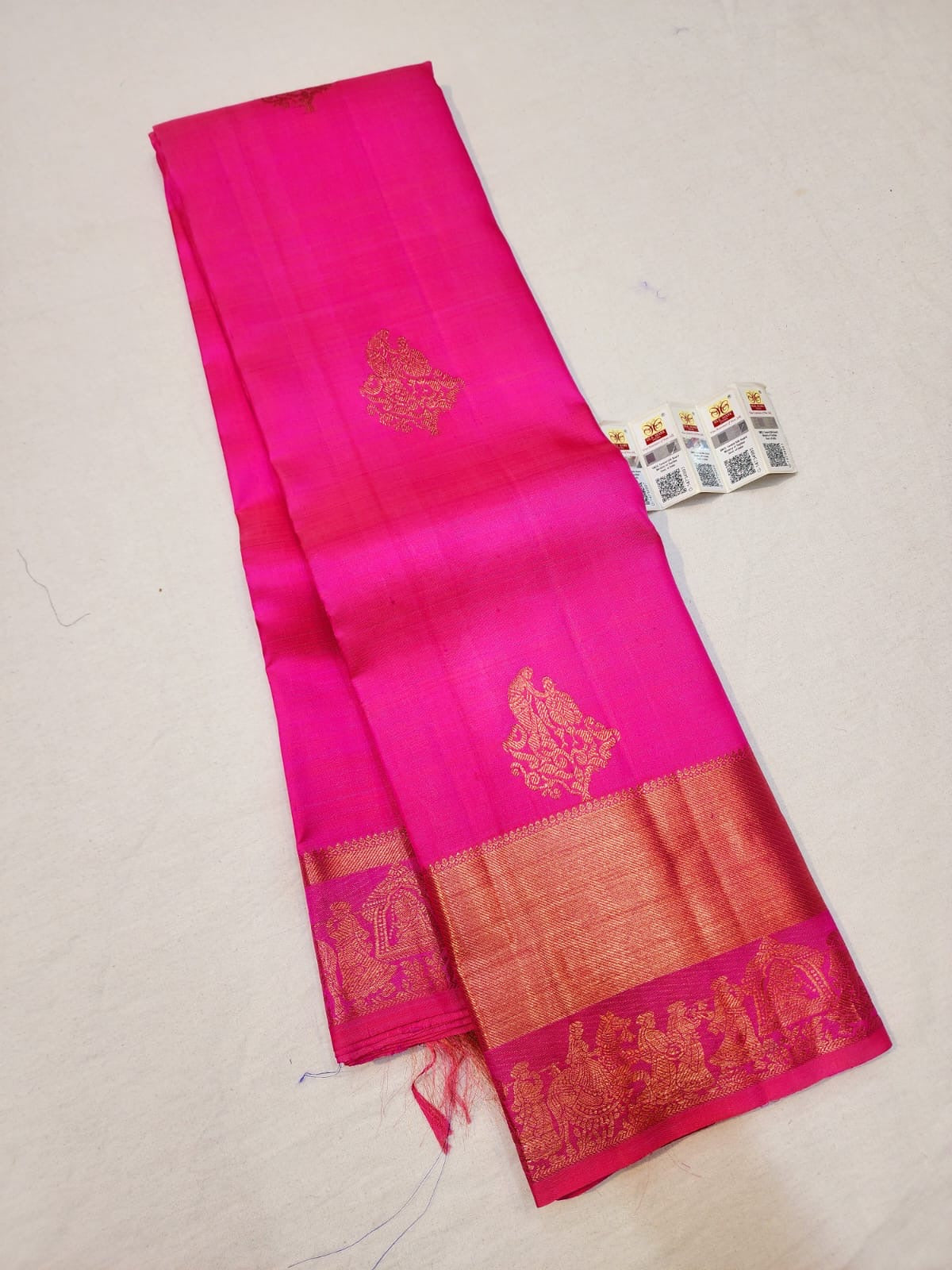 Kanchipuram Pure Silk Saree Bridal Pink Kanjivaram Sari SPK249