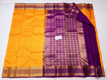 Kanchipuram Pure Silk Saree Bridal Yellow Kanjivaram Sari SPK253