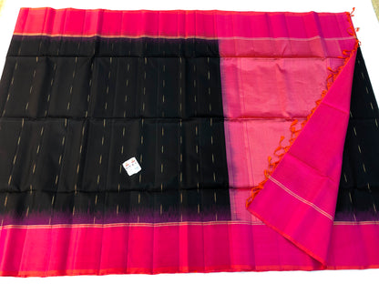 Pattu Soft Silk Indian Saree Pure Silk Sari Black Pink SS53