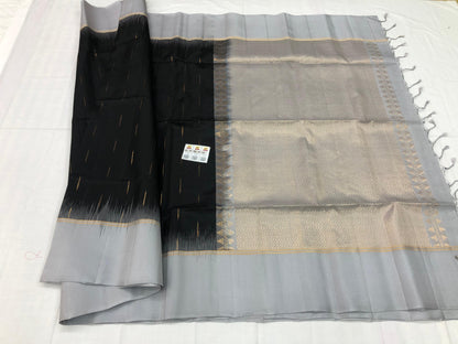 Kanchipuram Pattu Soft Silk Saree Pure Silk Sari Black | SS17