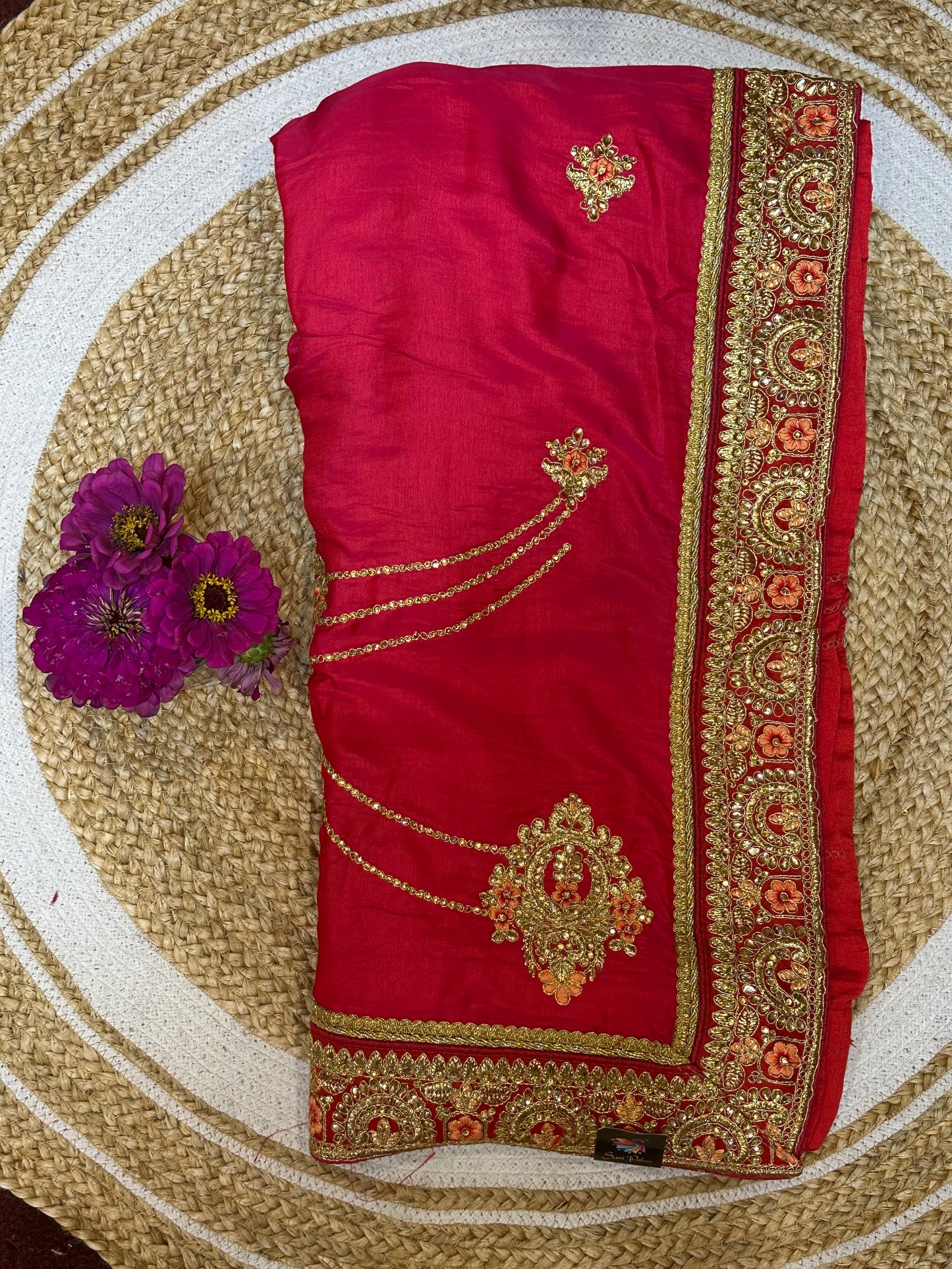 Reddish Pink Fancy Party Sari Indian Saree S38