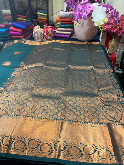 Kanchipuram Pure Silk Saree Green Kanjivaram Sari SPK230
