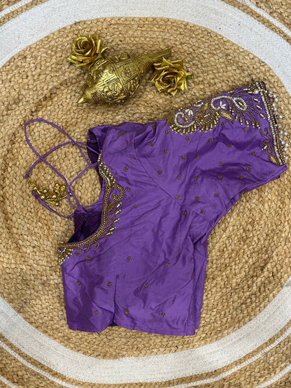 42” XL Size 12 size Aari Worked Sari Blouse Indian Saree Top Lavender B144