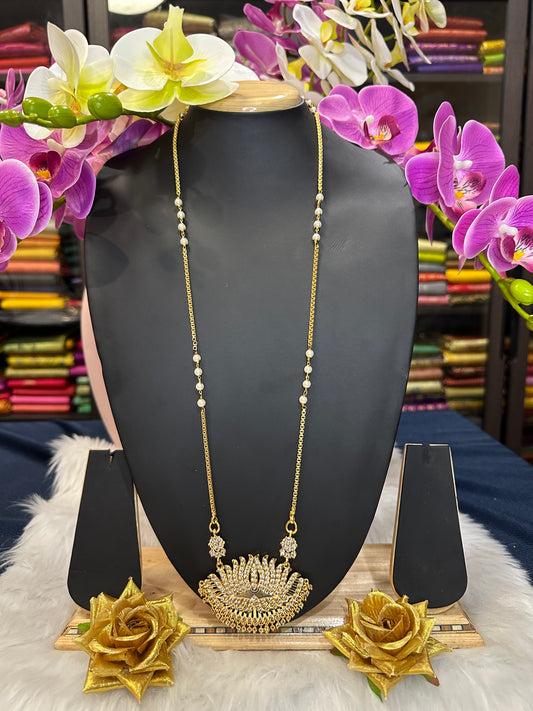 Impon Indian Necklace White Lotus Pathakkam Haram Jewellery N32