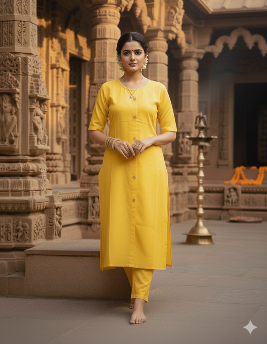 Indian Ladies Temple Pooja Outfit Yellow Salwar Kameez Suit SS29