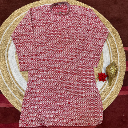 Size 13 Boys Sherwani Outfit Cotton Red White K12