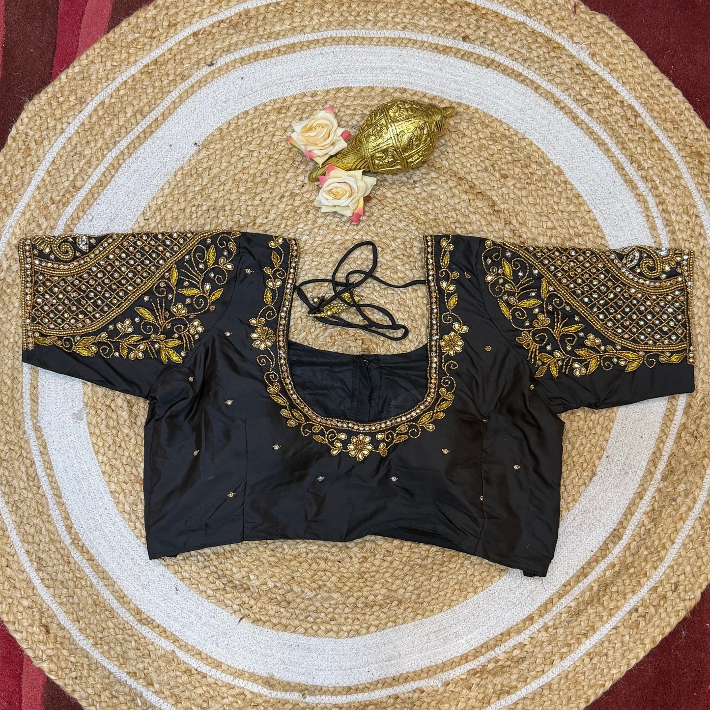42” XL Size 12 size Aari Worked Sari Blouse Indian Saree Top Black B320