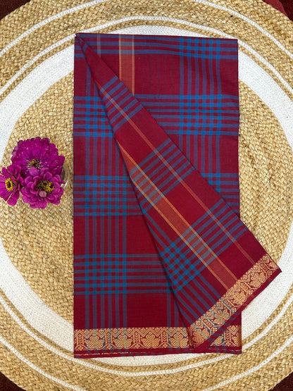 Sungudi Cotton Sari checked Indian Saree S60