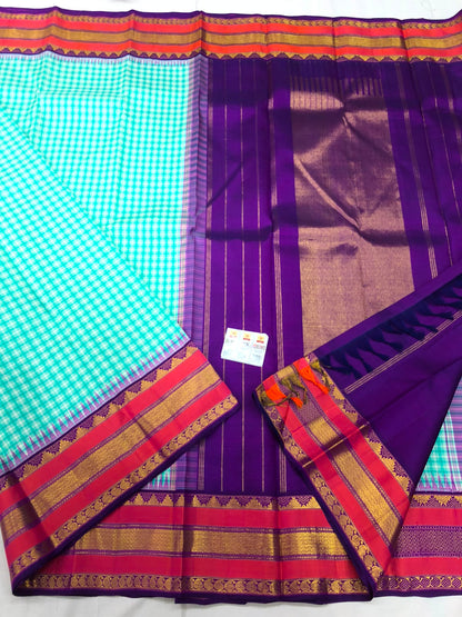 Retta Petta Kanchipuram Pure Silk Saree Bridal Vintage Kanjivaram Sari SPK295