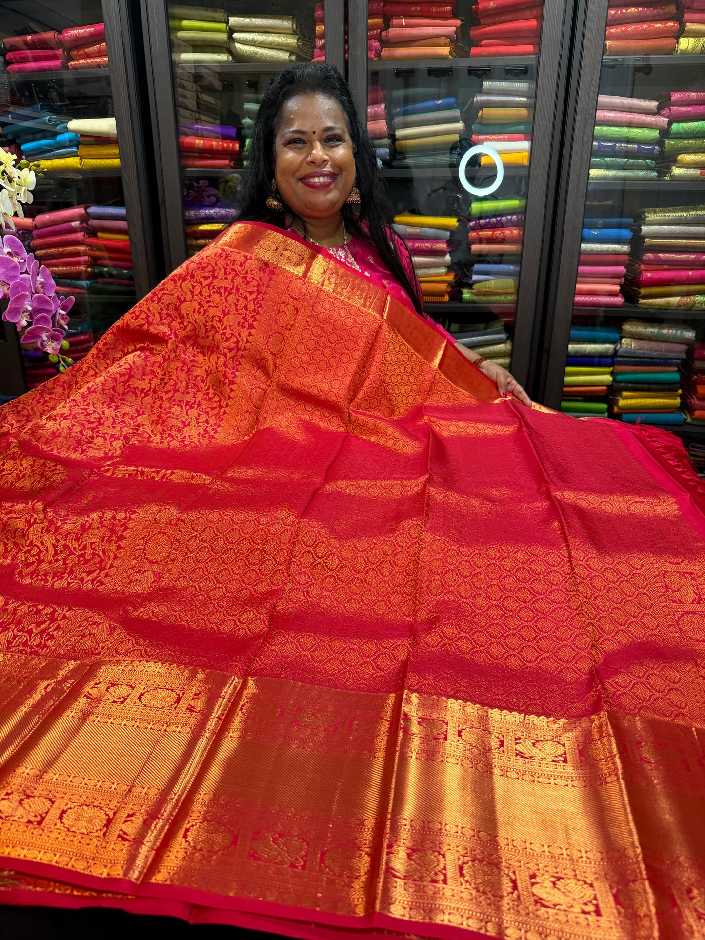 Bridal Red Kanchipuram Pure Silk Saree Kanjivaram Sari SPK460