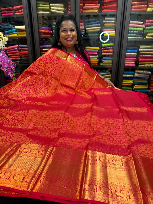 Bridal Red Kanchipuram Pure Silk Saree Kanjivaram Sari SPK460