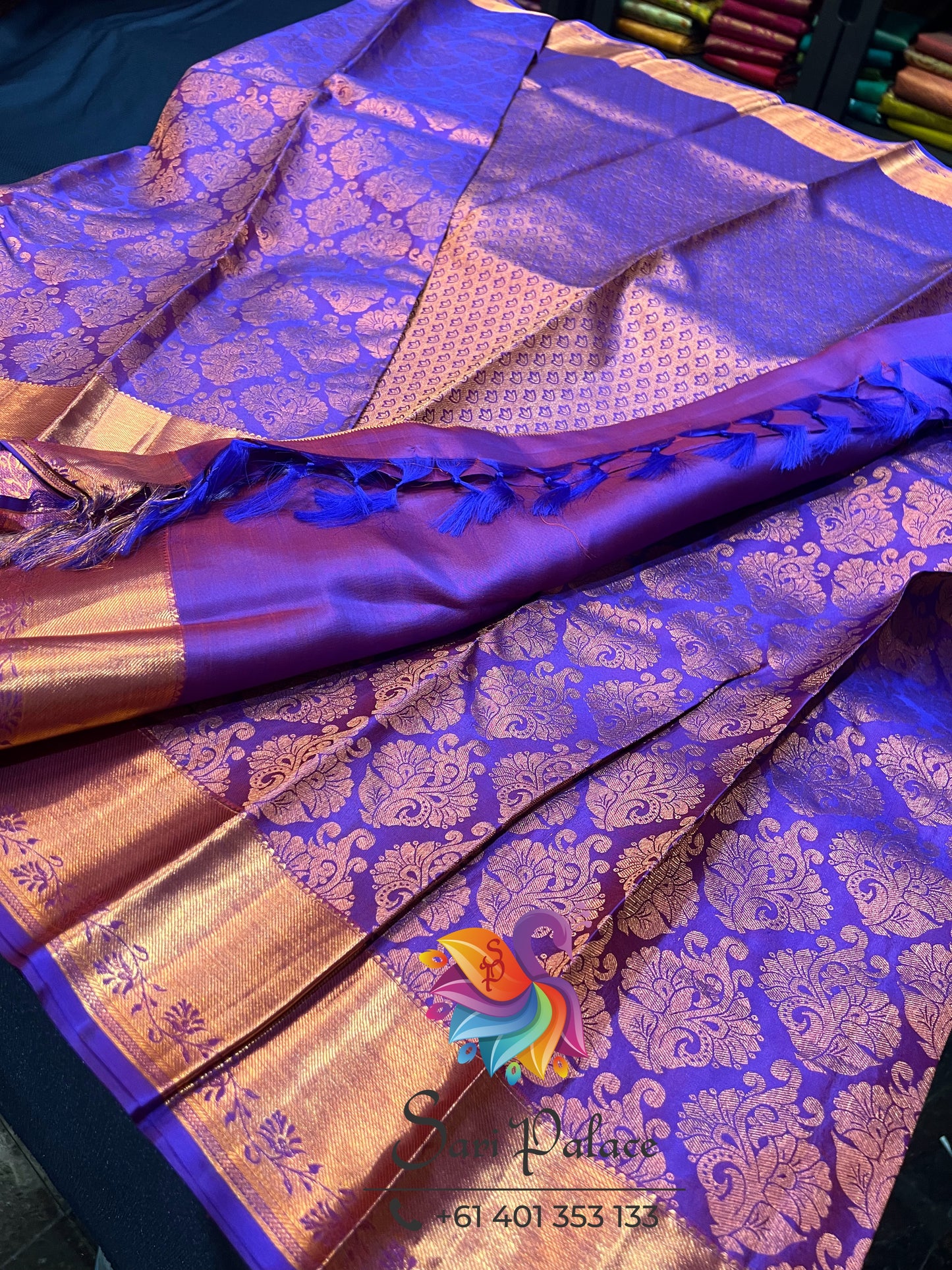 Kanchipuram Pure Silk Saree Purple Bridal Kanjivaram Sari| SPK167