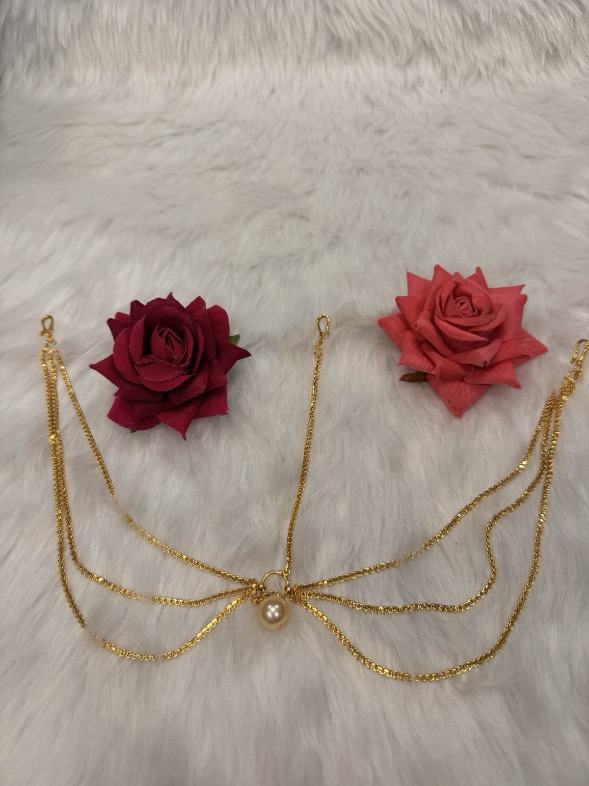 Maang tikka Damini Indian Jewellery T001 Hair Accessories Gold Colour With Pearl