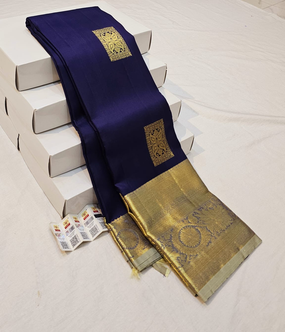 Kanchipuram Pure Silk Saree Bridal Blue Kanjivaram Sari SPK250