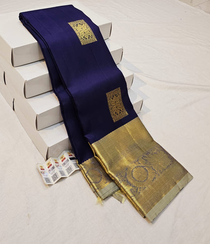 Kanchipuram Pure Silk Saree Bridal Blue Kanjivaram Sari SPK250