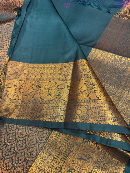 Kanchipuram Pure Silk handloom Saree Indian Kanjivaram Green Sari SPK368