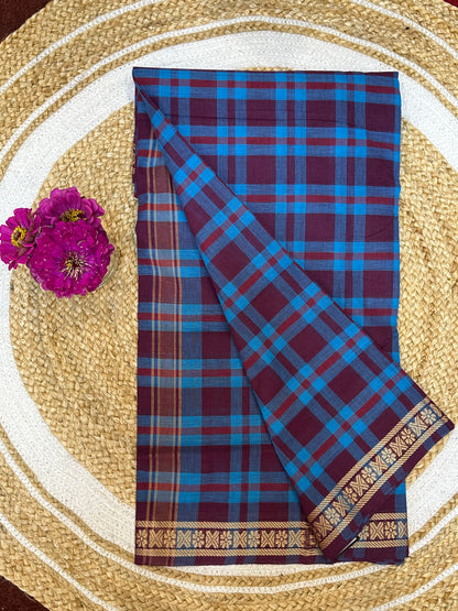 Sungudi Cotton Sari checked Indian Saree S62