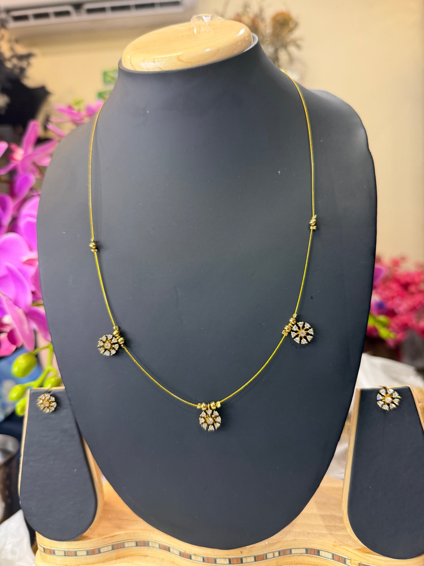 Indian Brass Necklace & Earrings Jewellery Set N59