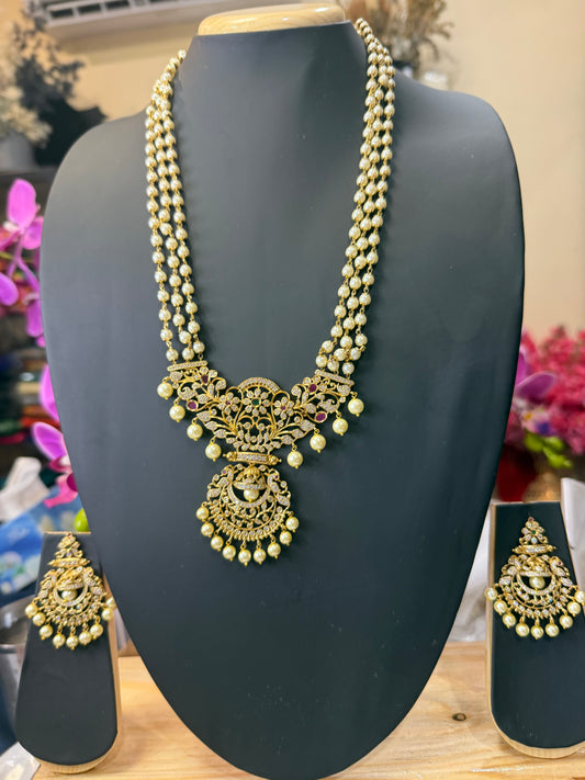Indian Brass Necklace & Earrings Jewellery Set N69