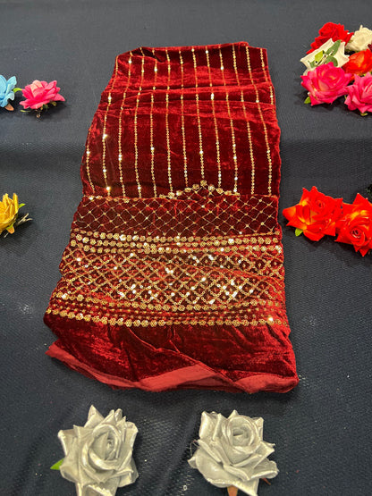 Velvet Blouse material 1 meter Red M5