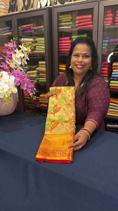 Kanchipuram Pure Silk Saree Bridal Tissue Kanjivaram Sari SPK240
