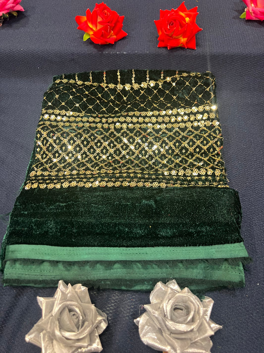 Velvet Blouse material 1m Bottle green M2