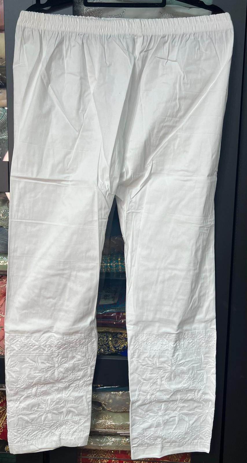 Small to Large Indian size stretchable White Pants P2