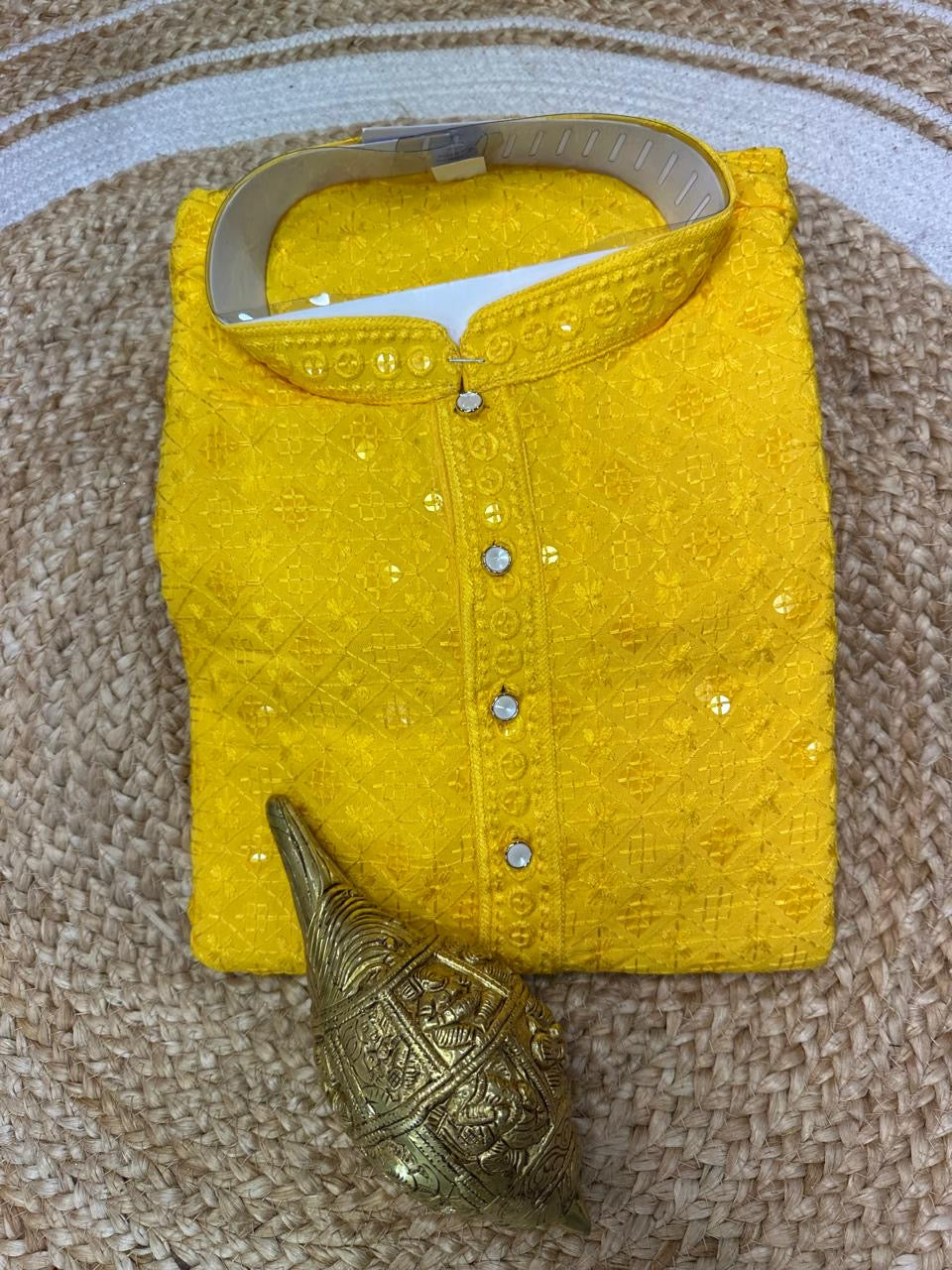 Yellow Men’s Kurta Indian Sherwani Bollywood outfit M15