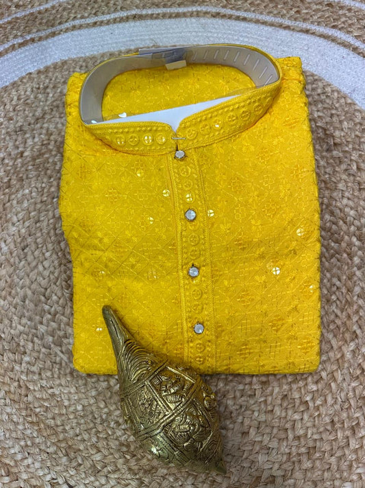 Yellow Men’s Kurta Indian Sherwani Bollywood outfit M15