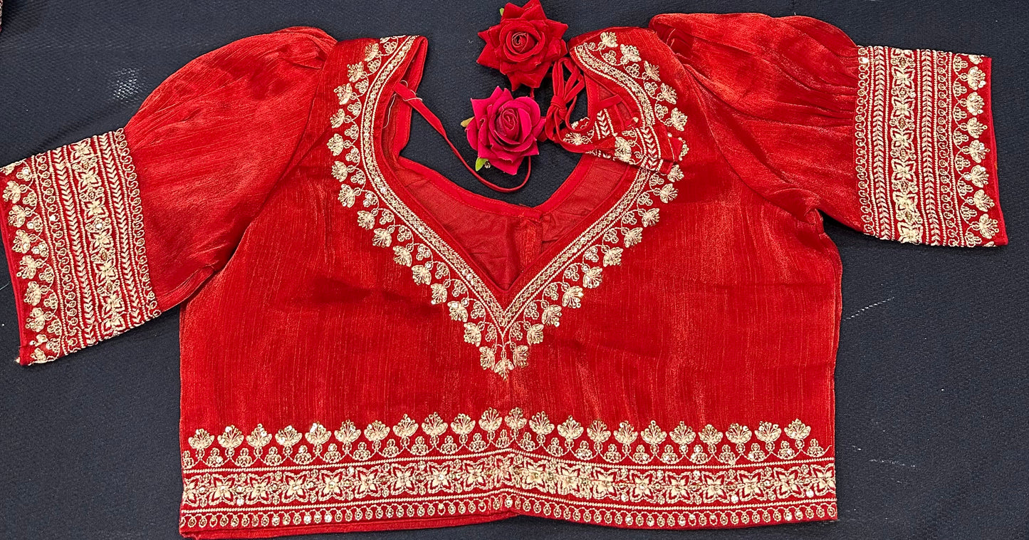 Navy Blue Sari Blouse Indian Saree Top Worked Choli B425