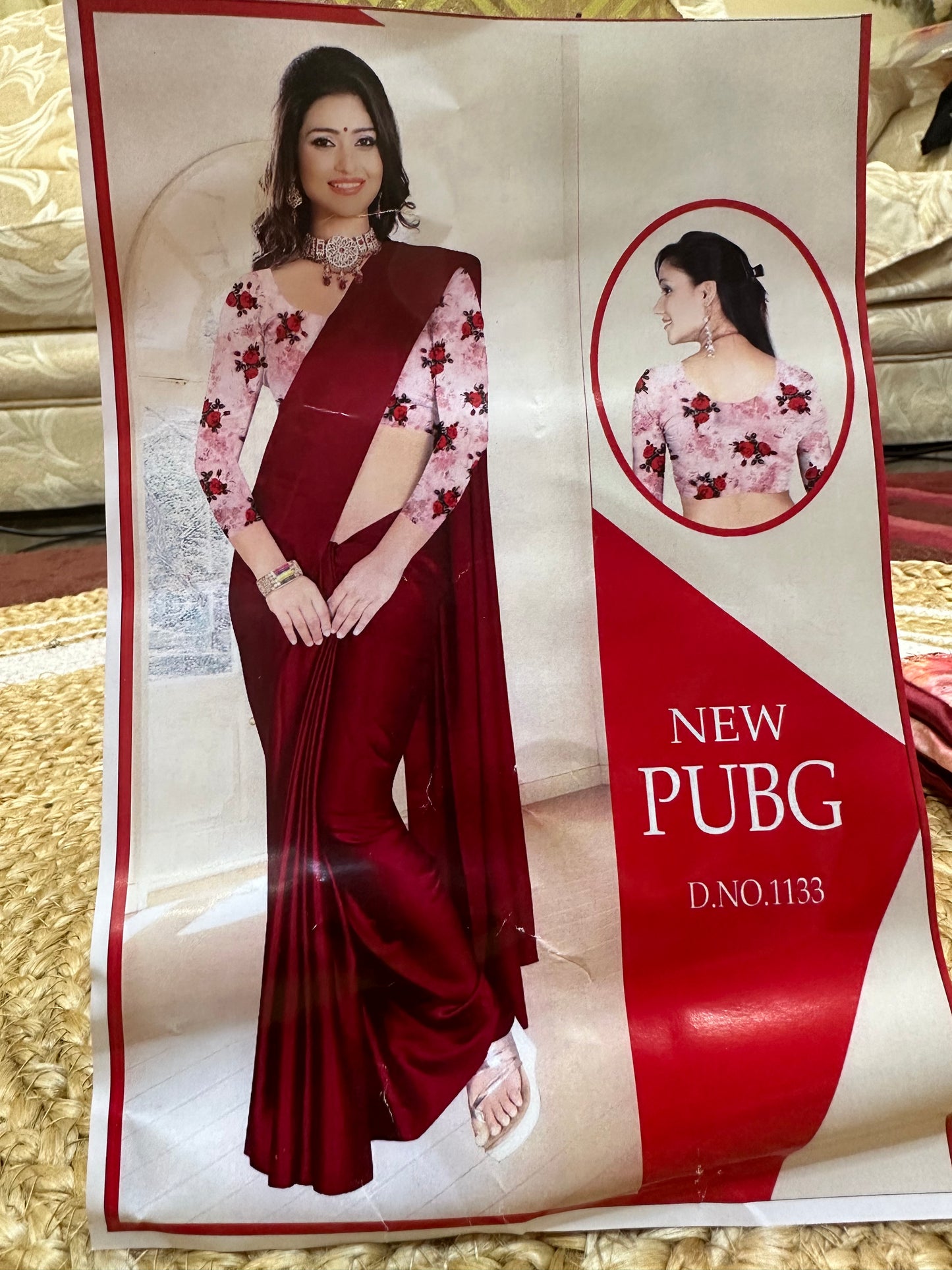 Fancy Party wear Satin Sari Indian Casual Pink Saree S105