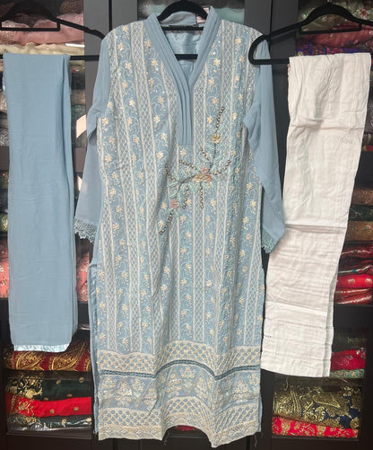 42” Indian Pakistani Suit Salwar Kameez Blue SS30