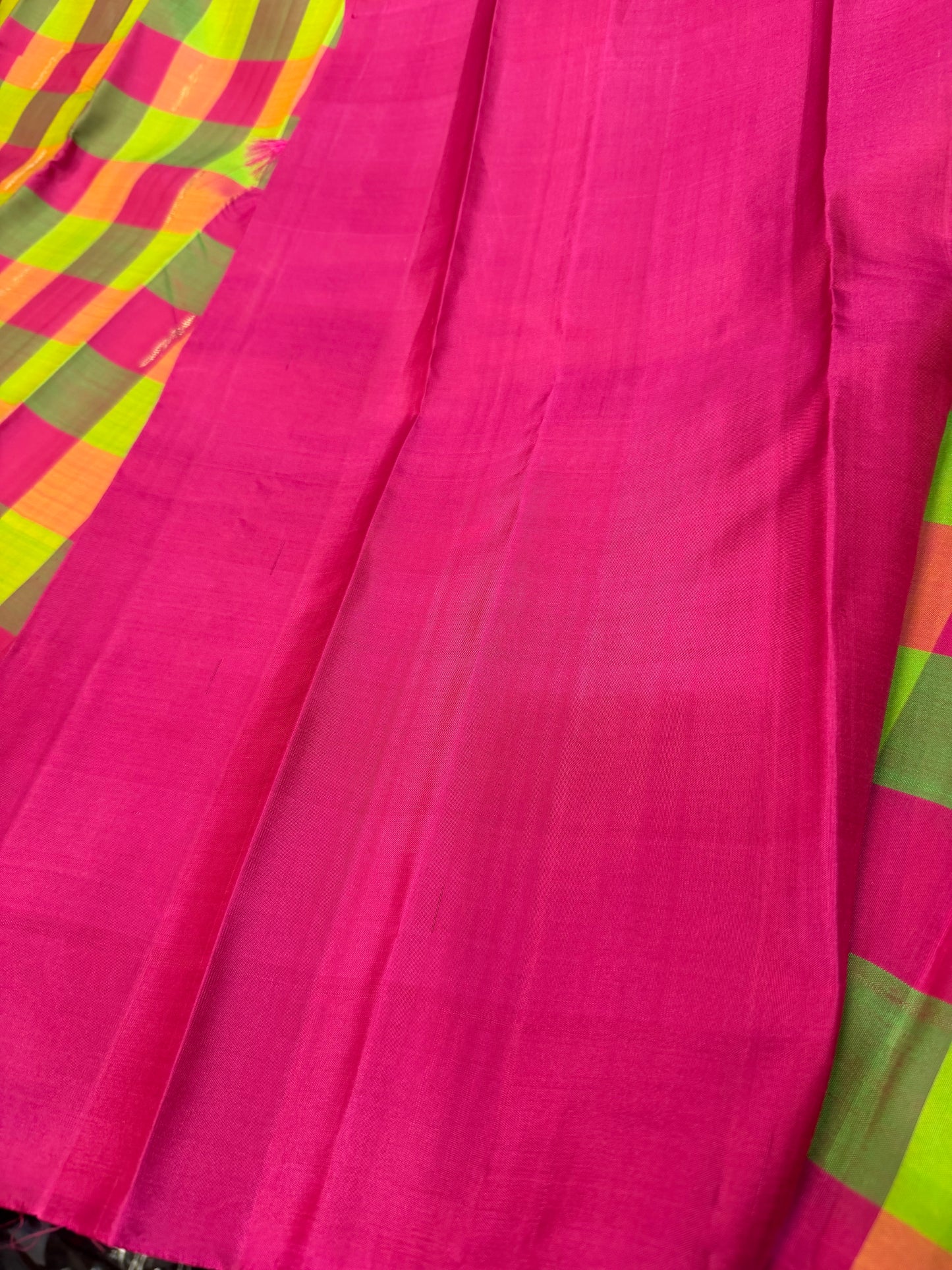 Checkered Kanchipuram Pure Silk Saree Multi Colour Kanjivaram Sari SPK424