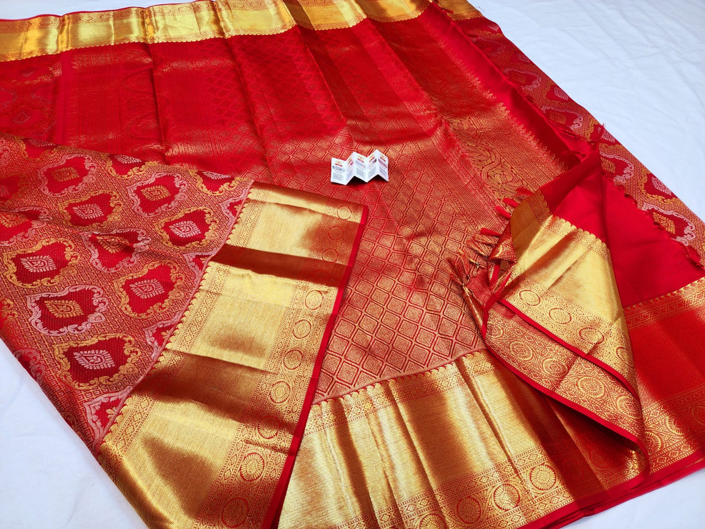 1g Gold Kanchipuram Pure Silk Saree Red Bridal Kanjivaram Sari| SPK147