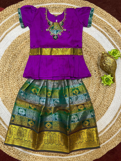 Indian Lehenga Pattu Pavadai Sattai Skirt Top G37
