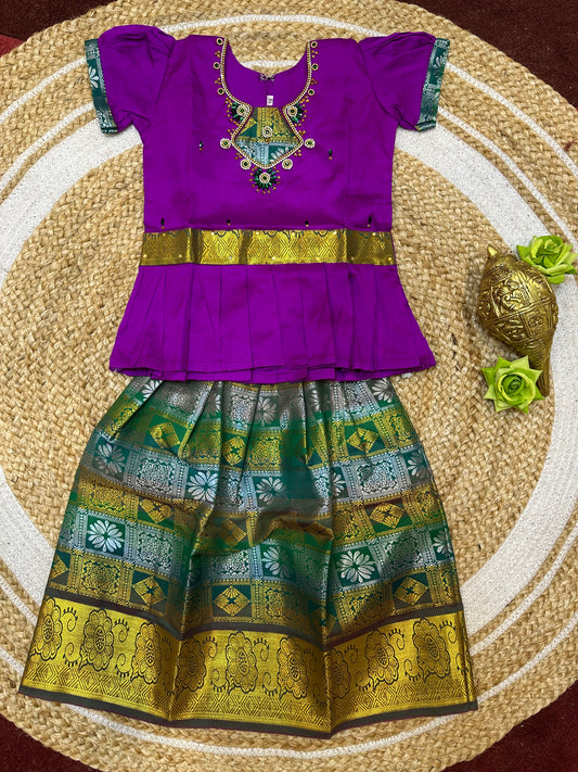 Indian Lehenga Pattu Pavadai Sattai Skirt Top G37