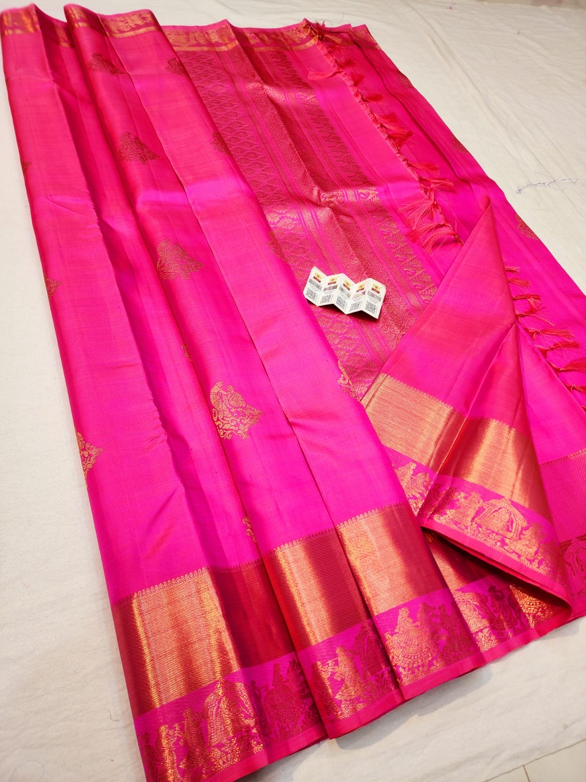 Kanchipuram Pure Silk Saree Bridal Pink Kanjivaram Sari SPK249
