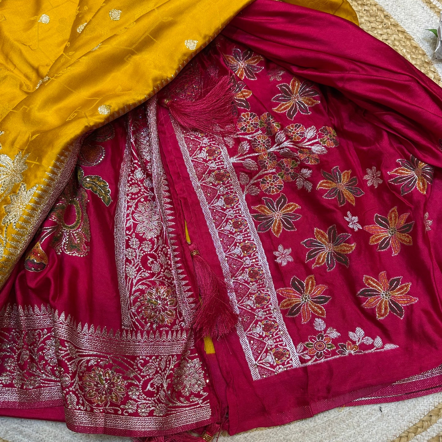 Blue Pink Sari Indian Fancy Stonework Party wear Silk Saree S145