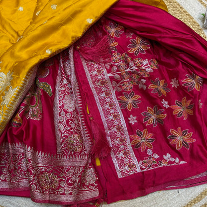 Blue Pink Sari Indian Fancy Stonework Party wear Silk Saree S145